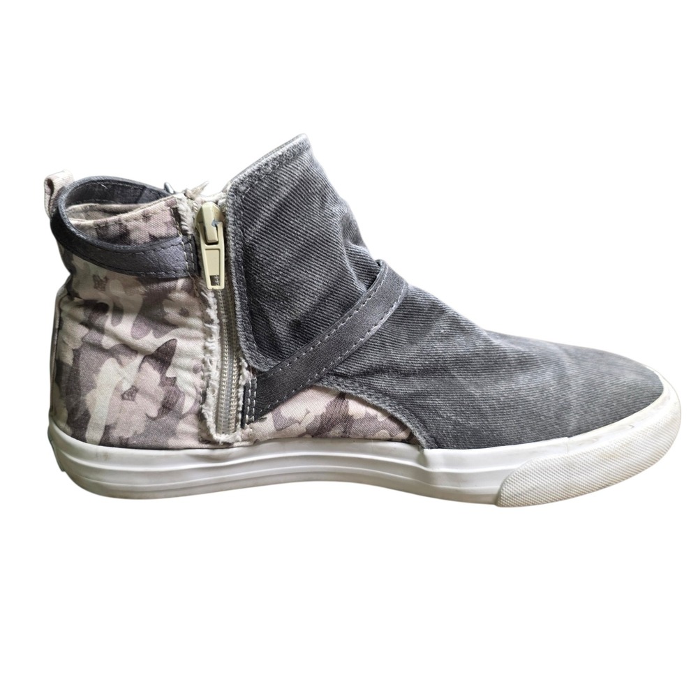 Blowfish Malibu Womens Camo Grey Canvas Buckle High Top Zip Sneakers Shoes Sz 8 - Picture 6 of 10
